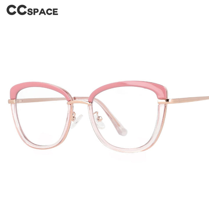 CCspace Women's Full Rim Square Cat Eye Tr 90 Titanium Frame Eyeglasses 53041 Full Rim CCspace