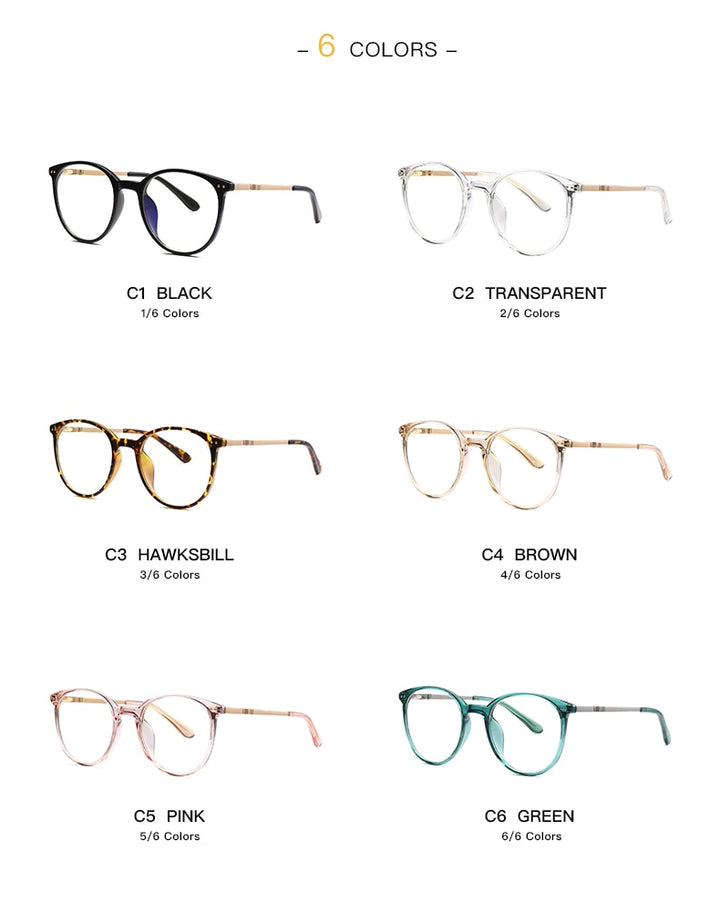 Hotochki Women's Full Rim Round TR-90 Resin Alloy Frame Eyeglasses 2055 Full Rim Hotochki