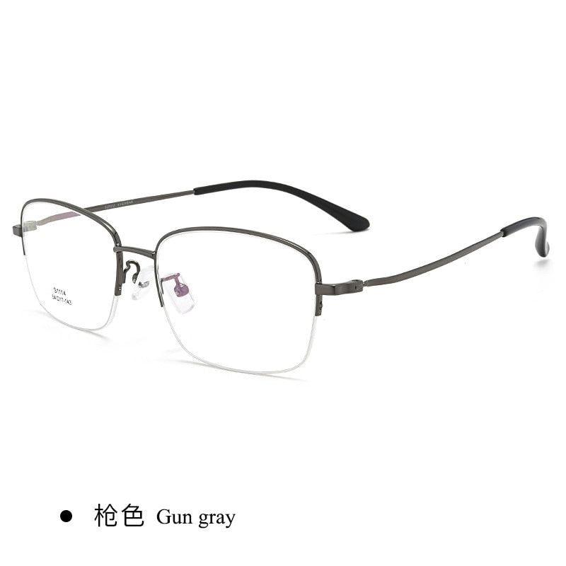 Men's Semi Rim IP Electroplated Titanium Alloy Frame Eyeglasses Zt1114 Semi Rim Bclear gray