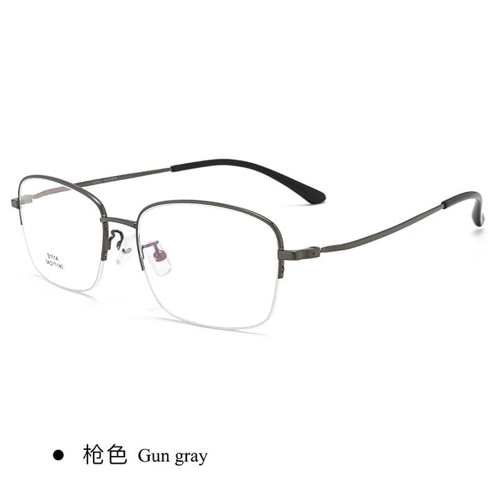 Men's Semi Rim IP Electroplated Titanium Alloy Frame Eyeglasses Zt1114 Semi Rim Bclear gray