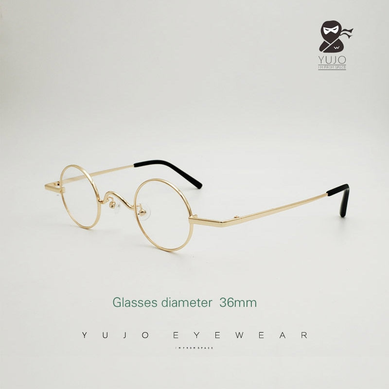 Yujo Unisex Small Round Eyeglasses Alloy Full Rim 811001 Full Rim Yujo