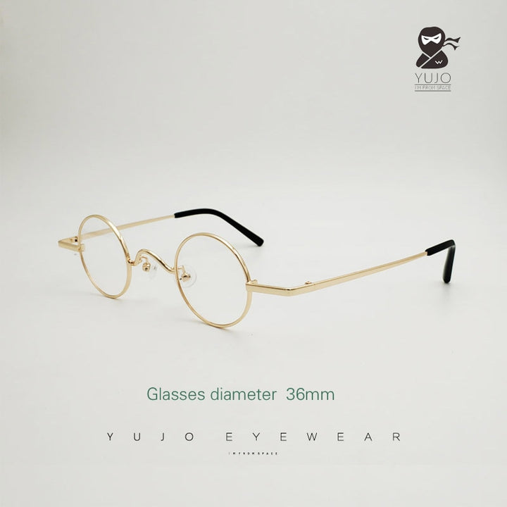 Yujo Unisex Small Round Eyeglasses Alloy Full Rim 811001 Full Rim Yujo