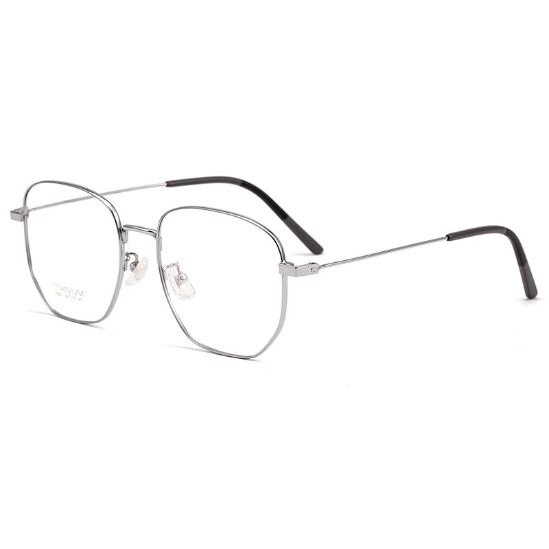 Yimaruili Unisex Full Rim Titanium Polygon Frame Eyeglasses T8821 Full Rim Yimaruili Eyeglasses Silver
