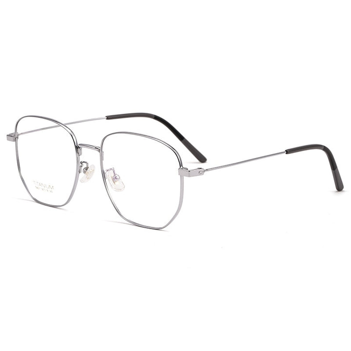 Yimaruili Unisex Full Rim Titanium Polygon Frame Eyeglasses T8821 Full Rim Yimaruili Eyeglasses Silver