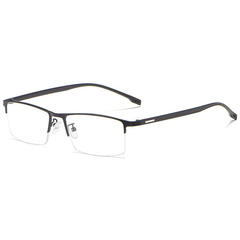 Hotochki Men's Semi Rim Rectangular Alloy Frame Eyeglasses 9102 Semi Rim Hotochki black