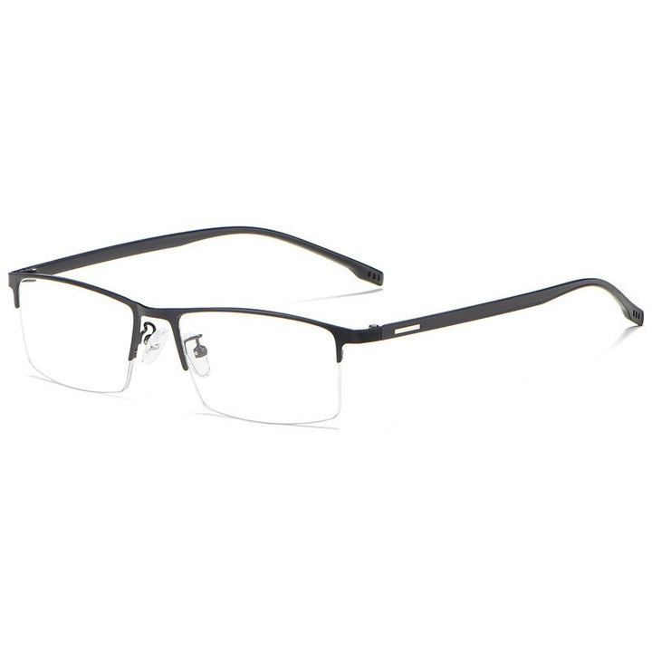 Hotochki Men's Semi Rim Rectangular Alloy Frame Eyeglasses 9102 Semi Rim Hotochki black