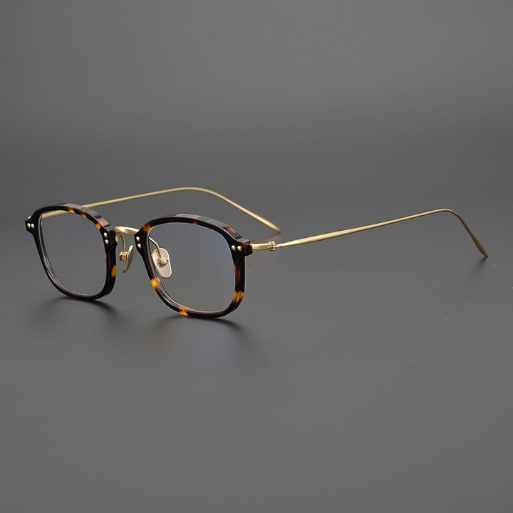 Gatenac Unisex Full Rim Square Acetate Titanium Frame Eyeglasses Gxyj330 Full Rim Gatenac