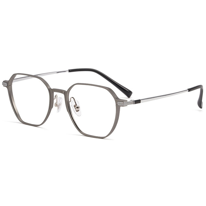 Yimaruili Unisex Full Rim Aluminum Magnesium Polygonal Frame Eyeglasses 5052 Full Rim Yimaruili Eyeglasses