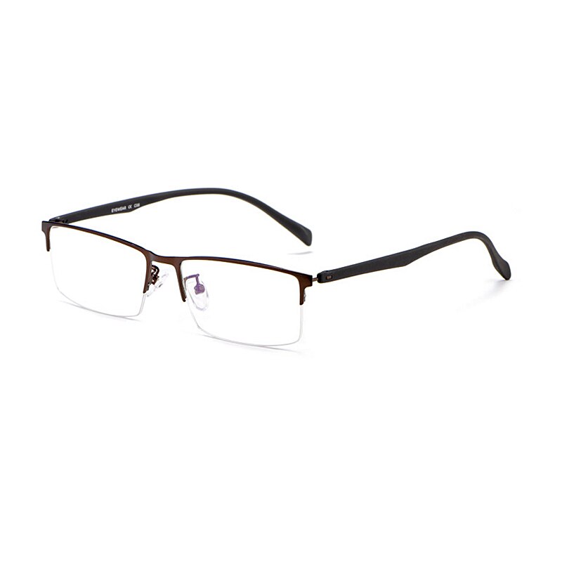 Yimaruili Men's Semi Rim Alloy Frame Eyeglasses 89032 Semi Rim Yimaruili Eyeglasses Brown