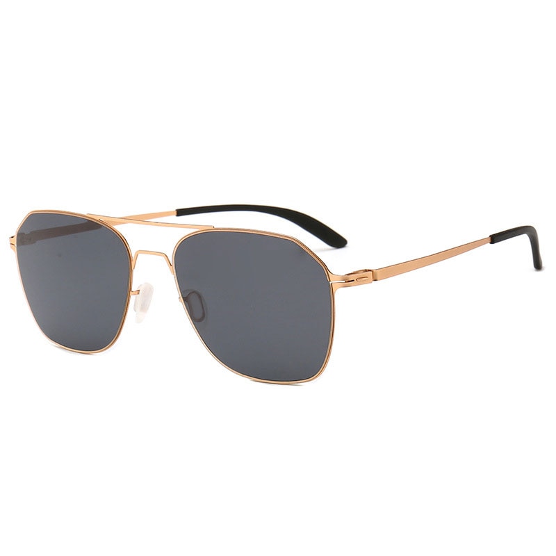 Reven Jate Men's Full Rim Square Double Bridge Alloy Polarized Sunglasses 7704 Sunglasses Reven Jate gloden-grey