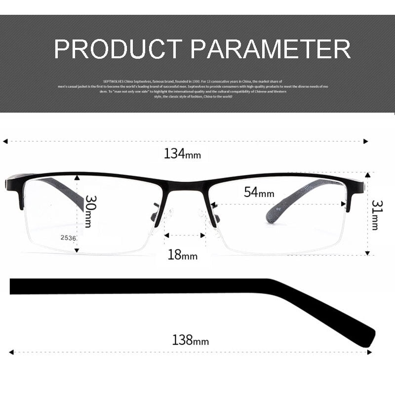 Hotochki Men's Semi Rim TR-90 Resin Alloy Frame Eyeglasses Semi Rim Hotochki