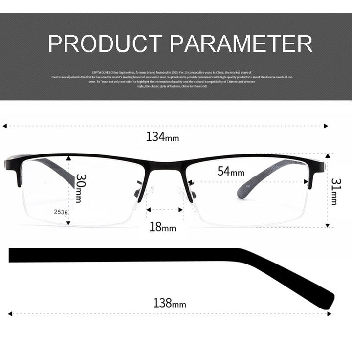 Hotochki Men's Semi Rim TR-90 Resin Alloy Frame Eyeglasses Semi Rim Hotochki