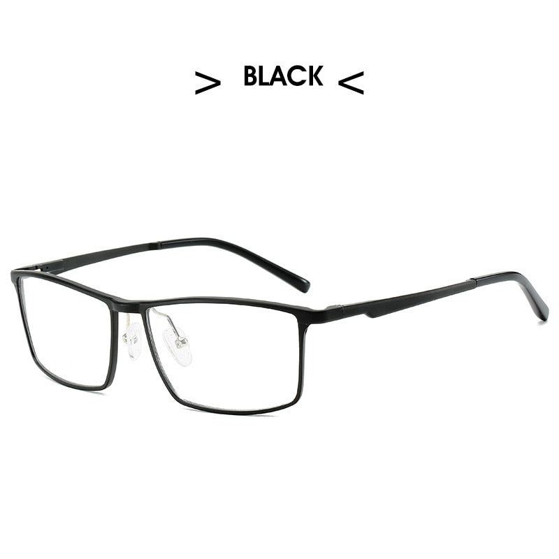 Hdcrafter Men's Full Rim Square Titanium Frame Eyeglasses 6330 Full Rim Hdcrafter Eyeglasses black