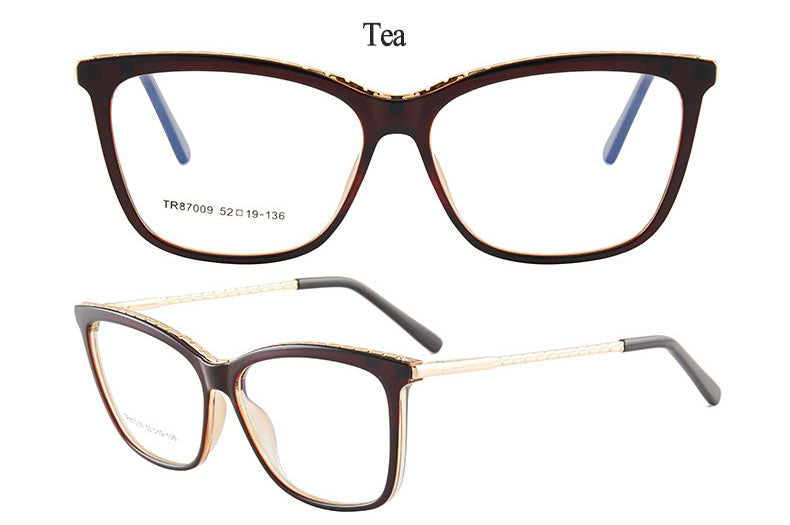 Hotony Woman's Full Rim Square TR 90 Resin Alloy Frame Eyeglasses 7009 Full Rim Hotony