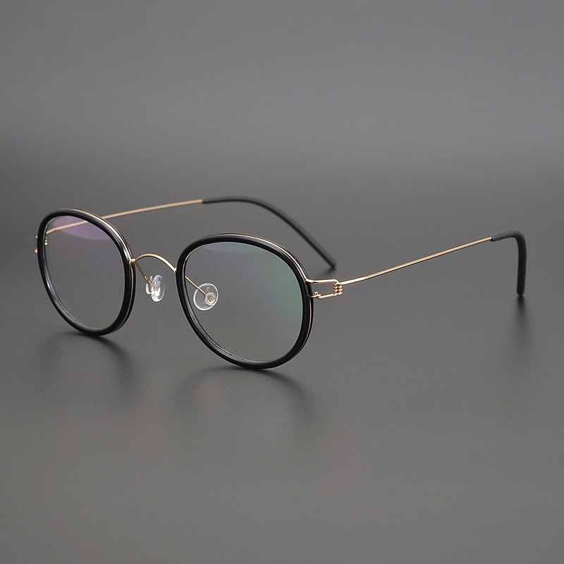 Gatenac Unisex Full Rim Round Screwless Titanium Frame Eyeglasses Gxyj267 Full Rim Gatenac Gold