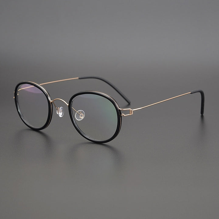 Gatenac Unisex Full Rim Round Screwless Titanium Frame Eyeglasses Gxyj267 Full Rim Gatenac Gold