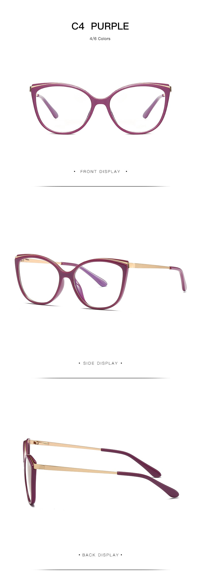 Hotochki Women's Full Rim Cat Eye Alloy Acetate Frame Eyeglasses 2052 Full Rim Hotochki