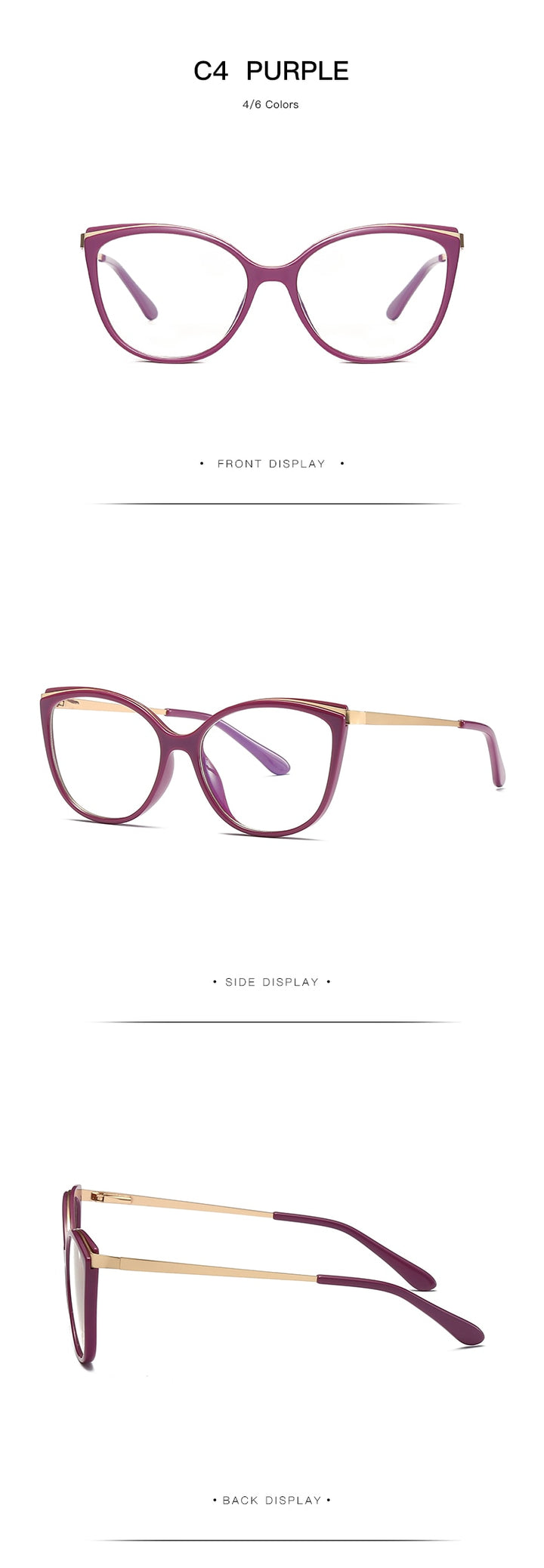 Hotochki Women's Full Rim Cat Eye Alloy Acetate Frame Eyeglasses 2052 Full Rim Hotochki