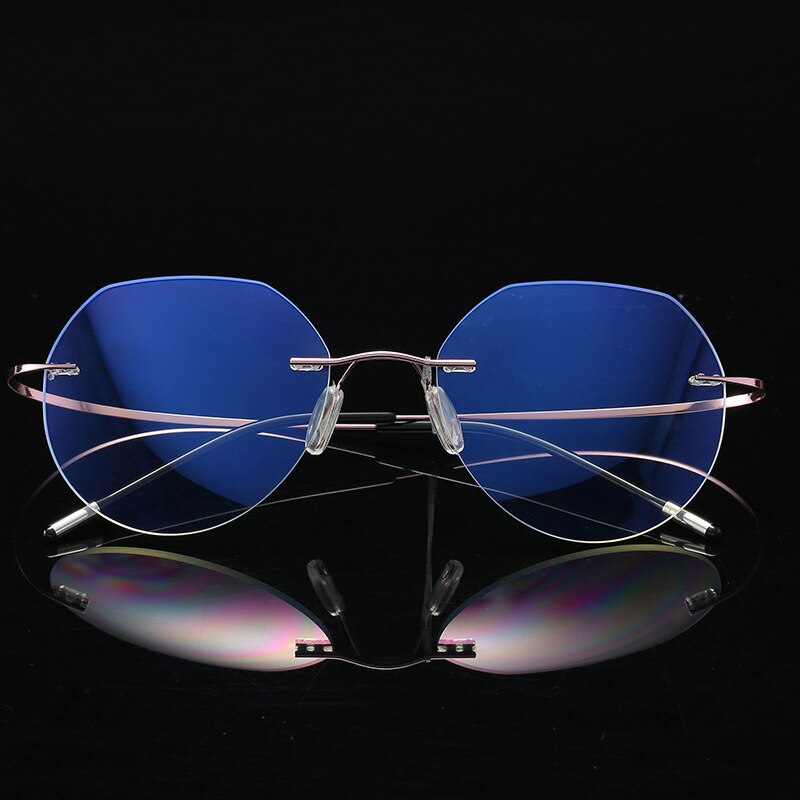Hdcrafter Unisex Rimless Polygon Round Titanium Frame Eyeglasses 6001-6002 Rimless Hdcrafter Eyeglasses