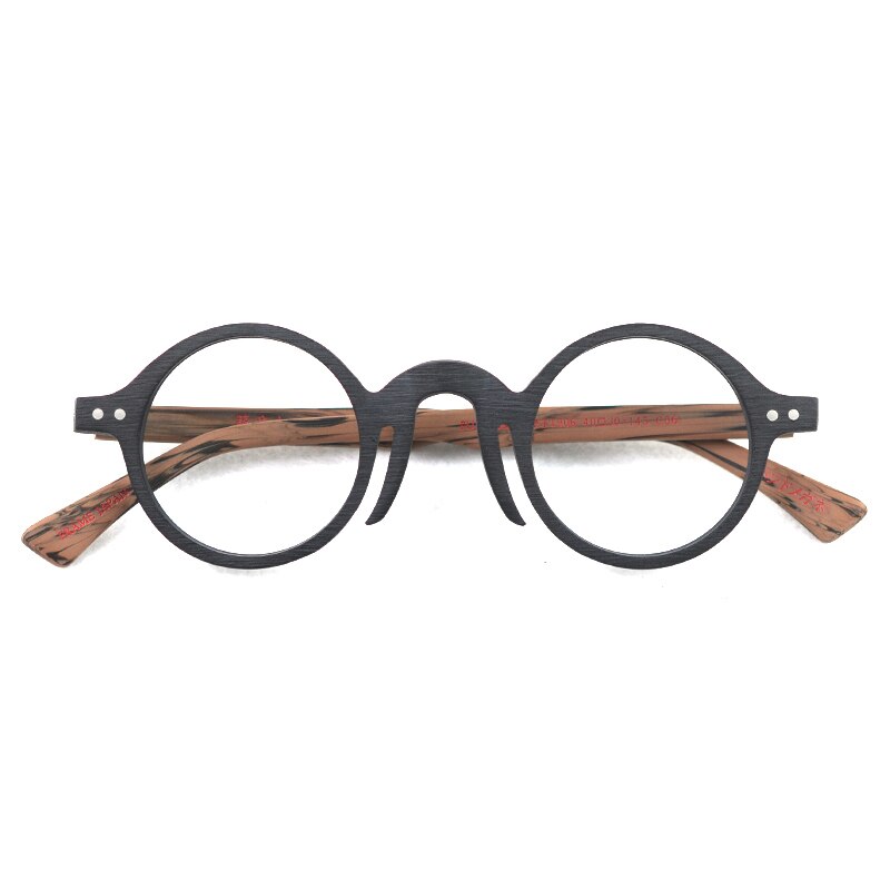 Hdcrafter Unisex Full Rim Round Acetate Wood Frame Eyeglasses Ft1906 Full Rim Hdcrafter Eyeglasses