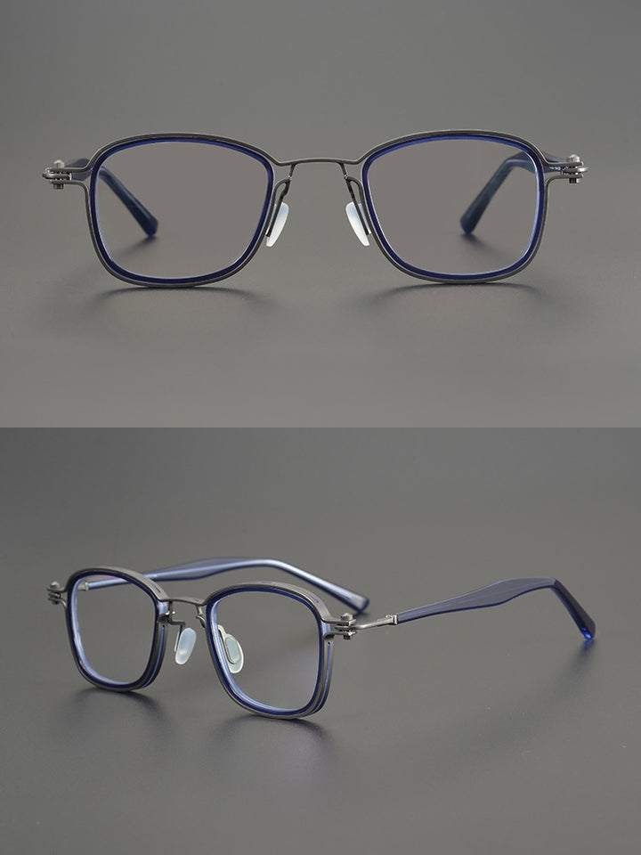 Gatenac Unisex Full Rim Square Acetate Alloy Frame Eyeglasses Gxyj698 Full Rim Gatenac