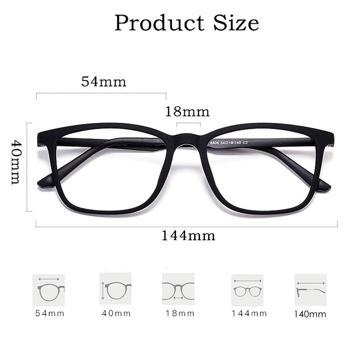 Yimaruili Men's Eyeglasses Square Full Rim Titanium Y8808 Full Rim Yimaruili Eyeglasses
