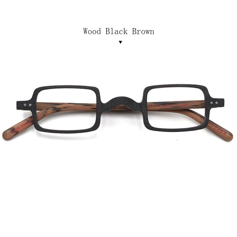 Hdcrafter Unisex Full Rim Square Acetate Wood Frame Eyeglasses Ft6016 Full Rim Hdcrafter Eyeglasses Wood Black Brown