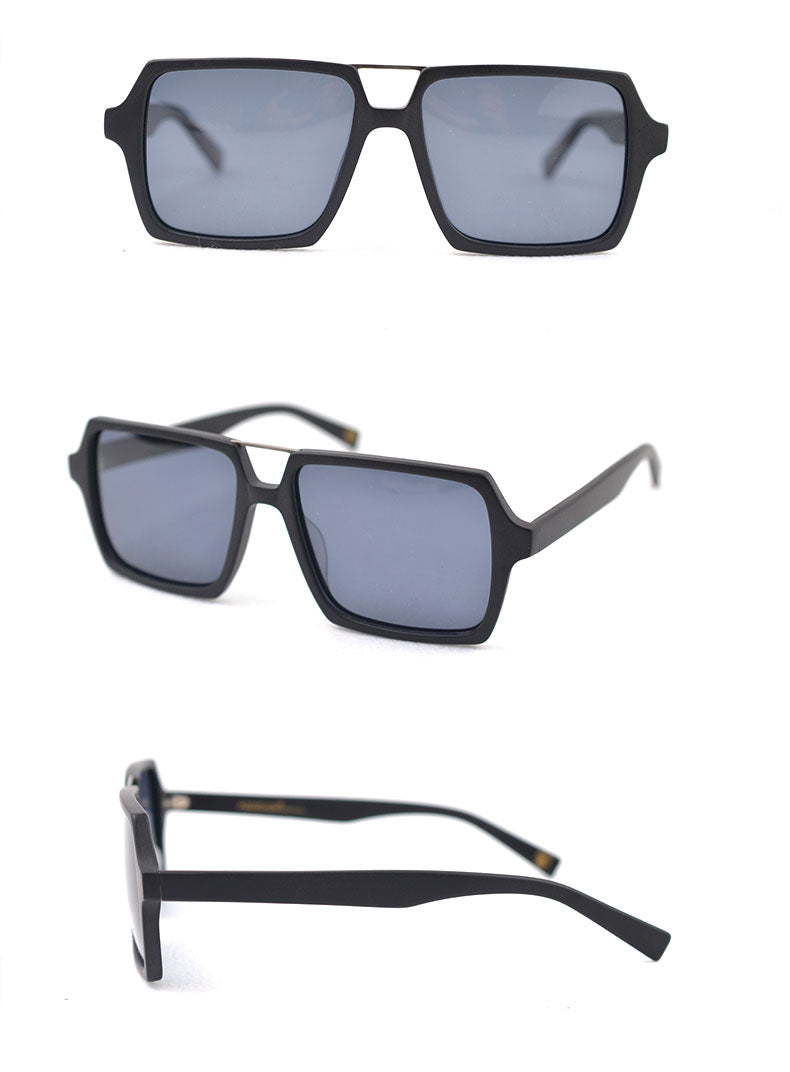 Hdcrafter Men's Full Rim Double Bridge Square Frame Polarized Wood Sunglasses Pd90161 Sunglasses HdCrafter Sunglasses