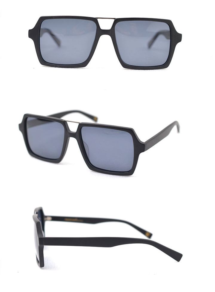 Hdcrafter Men's Full Rim Double Bridge Square Frame Polarized Wood Sunglasses Pd90161 Sunglasses HdCrafter Sunglasses