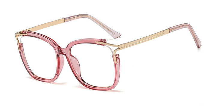 CCspace Unisex Full Rim Square Cat Eye Acetate Frame Eyeglasses 48054 Full Rim CCspace C5 pink