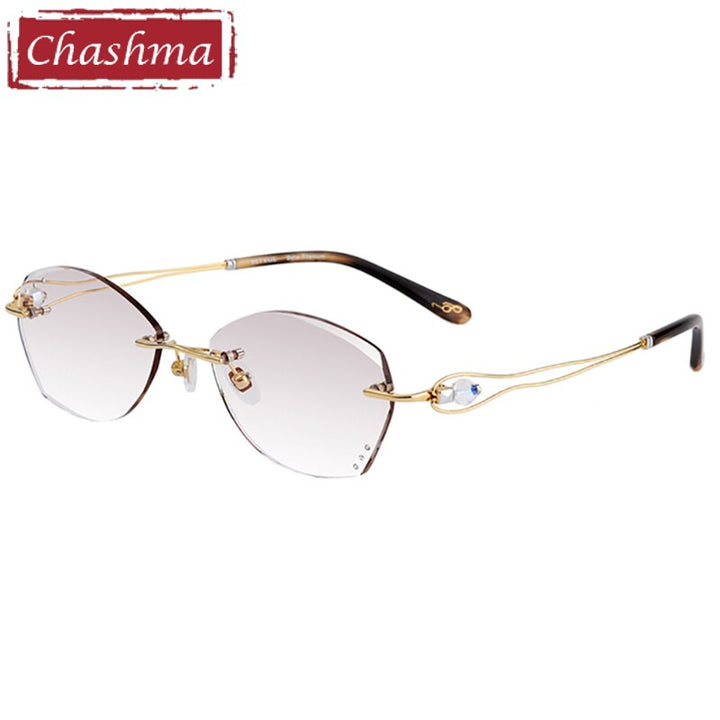 Chashma Ottica Women's Rimless Oval Square Titanium Eyeglasses Tinted Lenses 1337 Rimless Chashma Ottica Default Title