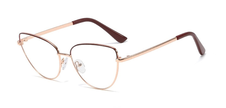 CCspace Unisex Full Rim Cat Eye Alloy Frame Eyeglasses 45969 Full Rim CCspace C7 red gold