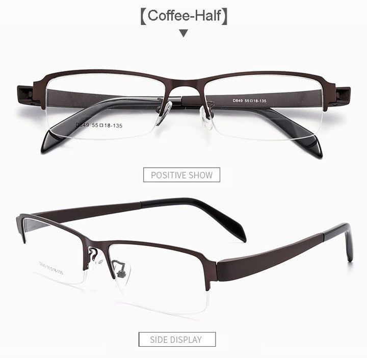 Hotochki Men's Full/Semi Rim Alloy Frame Eyeglasses D849/D845 Semi Rim Hotochki