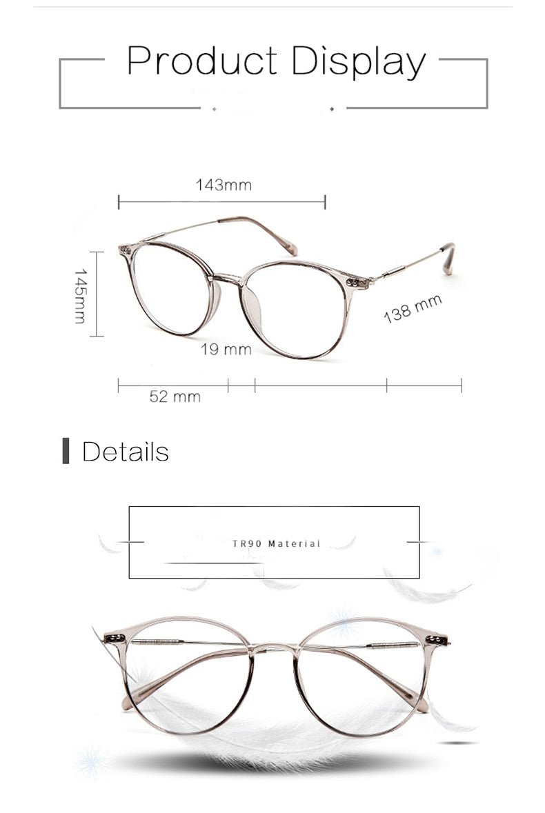Hotony Unisex Full Rim Round Acetate Alloy Frame Eyeglasses Full Rim Hotony