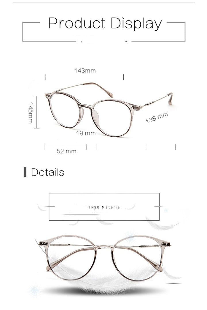 Hotony Unisex Full Rim Round Acetate Alloy Frame Eyeglasses Full Rim Hotony