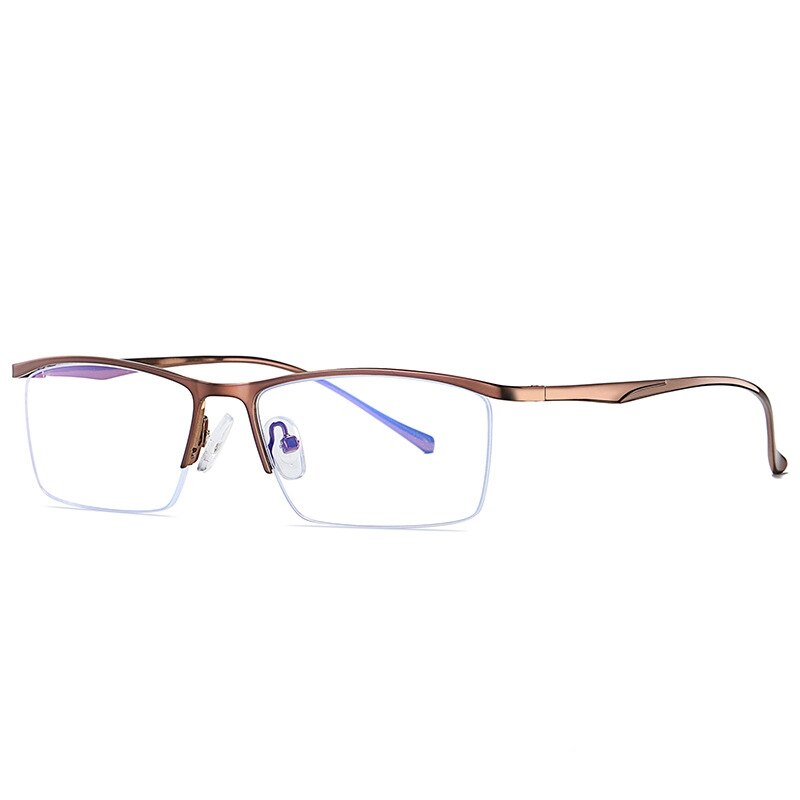 Yimaruili Men's Semi Rim Alloy Frame Eyeglasses 5910 Semi Rim Yimaruili Eyeglasses Brown China