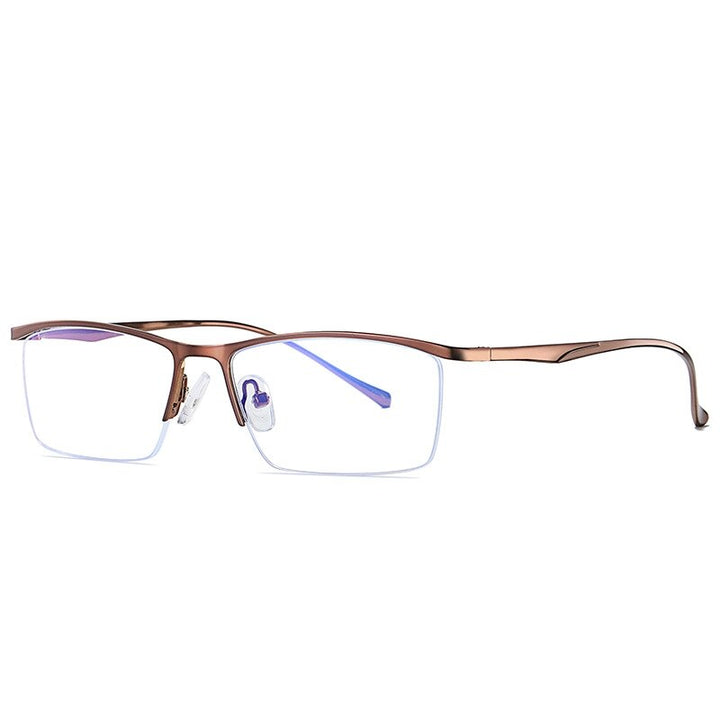 Yimaruili Men's Semi Rim Alloy Frame Eyeglasses 5910 Semi Rim Yimaruili Eyeglasses Brown China