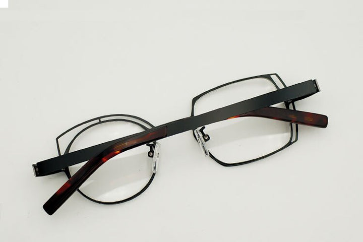 Yujo Unisex Full Rim Round Square Alloy Eyeglasses 811010 Full Rim Yujo