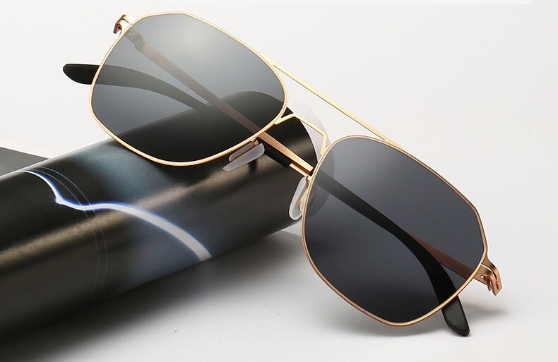 Reven Jate Men's Full Rim Square Double Bridge Alloy Polarized Sunglasses 7704 Sunglasses Reven Jate