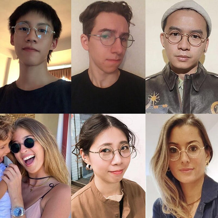 Gatenac Unisex Full Rim Round Titanium Frame Eyeglasses Gxyj02 Full Rim Gatenac