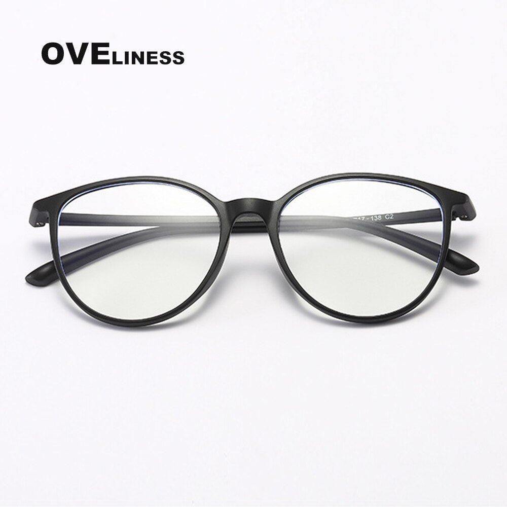 Oveliness Unisex Full Rim Round Square Tr 90 Titanium Eyeglasses 8075 Full Rim Oveliness matt black