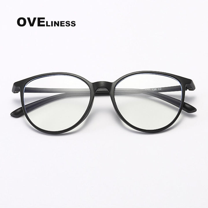Oveliness Unisex Full Rim Round Square Tr 90 Titanium Eyeglasses 8075 Full Rim Oveliness matt black