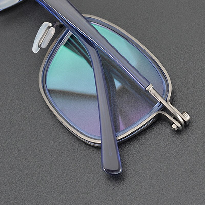 Gatenac Unisex Full Rim Square Acetate Alloy Frame Eyeglasses Gxyj698 Full Rim Gatenac