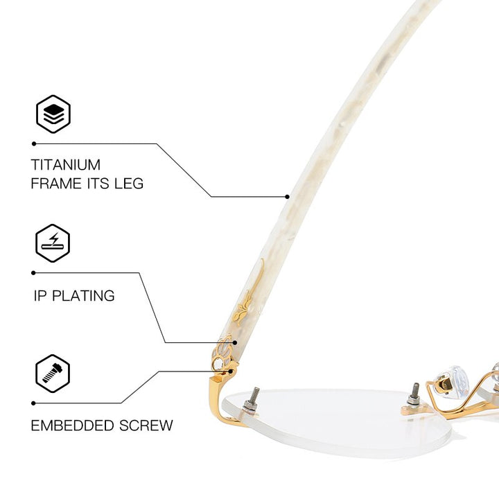 Zirosat 58069 Women's Eyeglasses Alloy Tint Lenses Diamond Cutting Rimless Titanium Rimless Zirosat