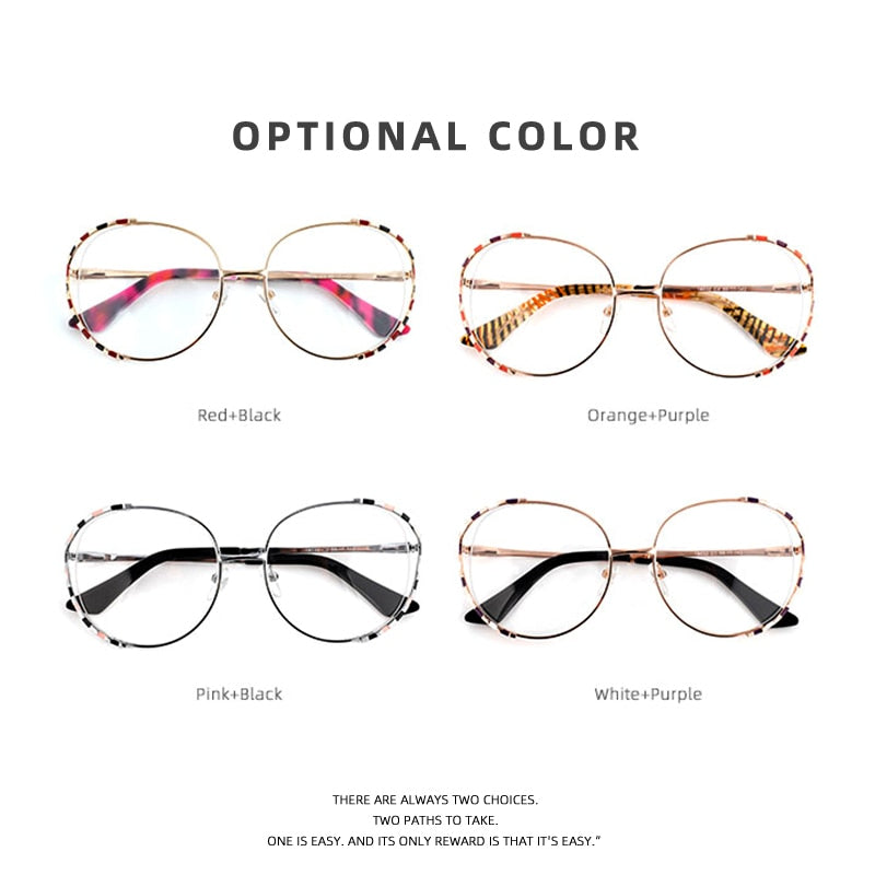 Laoyehui Women's Eyeglasses Alloy Frame Oversize Round 18032 Full Rim Laoyehui