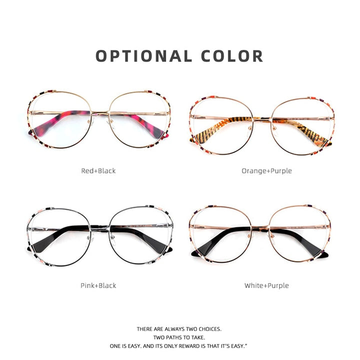 Laoyehui Women's Eyeglasses Alloy Frame Oversize Round 18032 Full Rim Laoyehui
