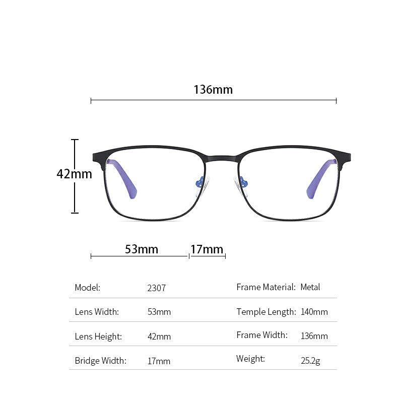 Reven Jate Men's Eyeglasses 2307 Full Rim Alloy Front Flexible Plastic Tr-90 Full Rim Reven Jate