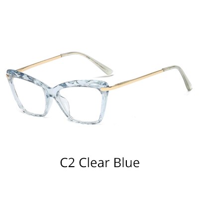 Ralferty Women's Full Rim Cat Eye Acetate Reading Glasses 7533 Reading Glasses Ralferty C2 Clear Blue +100
