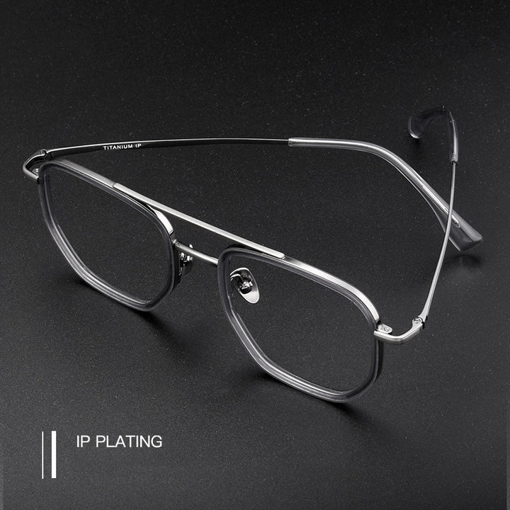 Yimaruili Unisex Full Rim Double Bridge β Titanium Frame Eyeglasses L1361 Full Rim Yimaruili Eyeglasses
