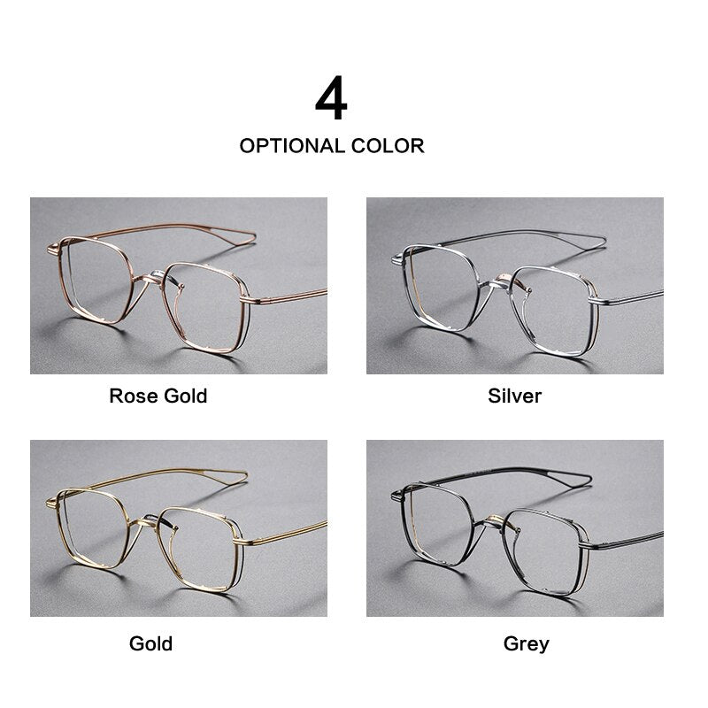 Muzz Unisex Full Rim Square Titanium Frame Eyeglasses T7024 Full Rim Muzz